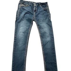 L.A. Idol USA Dark Denim Bootcut Jeans  - Leather & Bling
